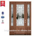 Main gate design wooden door with two sidelight solid wooden door glass design